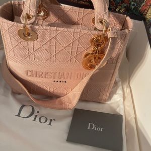DIOR CANVAS CANNAGE BAG BLUSH Medium
